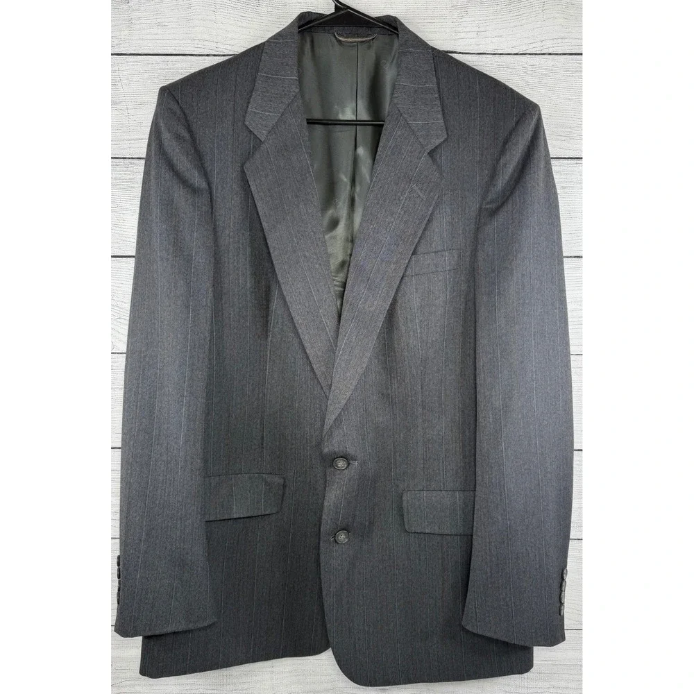 Christian Dior Monsieur Vintage Gray Pinstripe Wool Suit Blazer 44L Pants 36x31‎